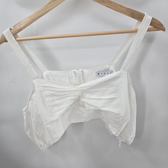 Hyfve White Rayon Cut Out Back Zipper Crop Top Size Medium - Picture 2 of 14